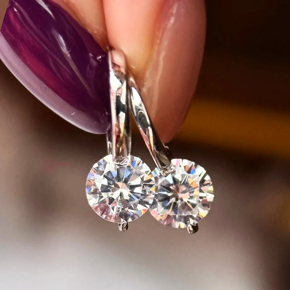GRA Cerfied 2carat Moissanite Hoop Earrings for Women 925 Sterling Silver 8mm Sparkling Lab Diamond Huggies Earring Fine Jewelry