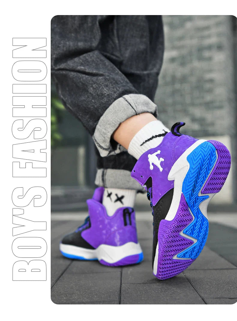 Children Basketball Shoes For Boys Girls Trainers High Top Sneakers Kids Training Shoes Outdoor Non-slip Children's Sports Shoes