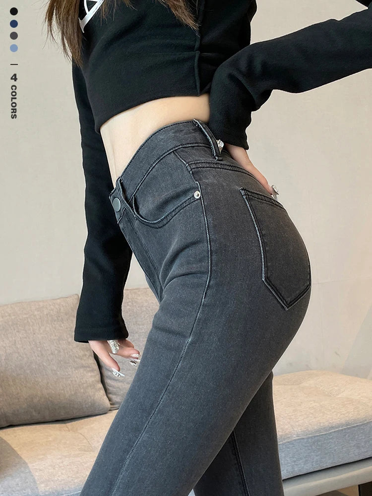 Women's Jeans Stretch Cotton Fashion Korean Slim Pencil Pants