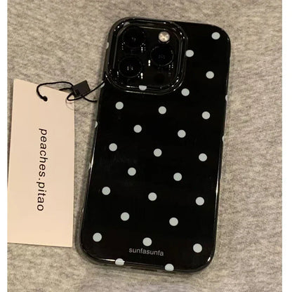 Black White Polka Dot Phone Case For iPhone 17 Air 16 Pro Max 15 14 Plus 13 12 Mini 11 Shockproof Silicone Back Cover