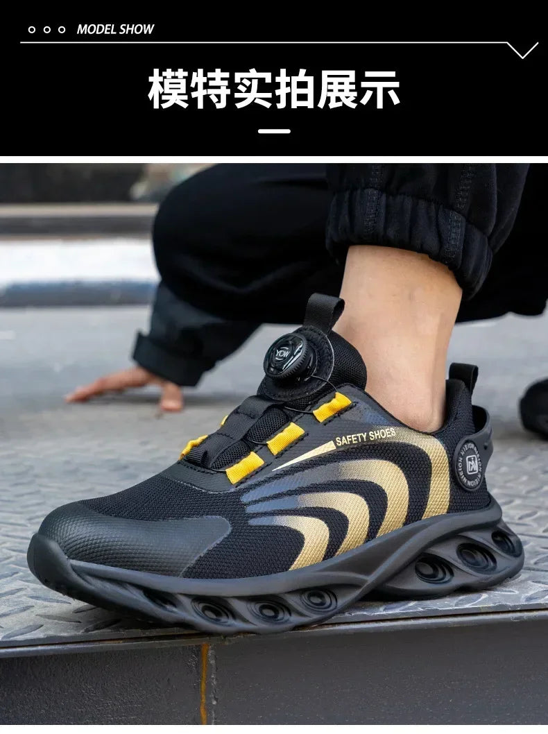 New Safetys Shoe Rotating Button Work Shoes Men Anti-smash Anti-puncture Shoes Fashion Men Sport Shoes Security Protective Boots