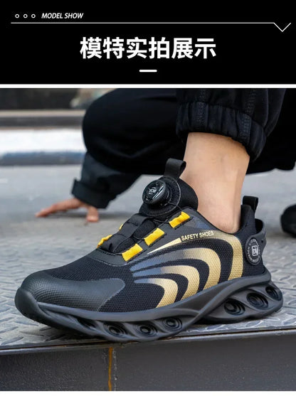 New Safetys Shoe Rotating Button Work Shoes Men Anti-smash Anti-puncture Shoes Fashion Men Sport Shoes Security Protective Boots