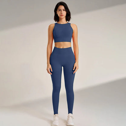 Yoga Clothing Set Women's High Waisted Leggings and Top Two Piece Seamless Fitness Exercise Clothing Fitness Underwear plus size