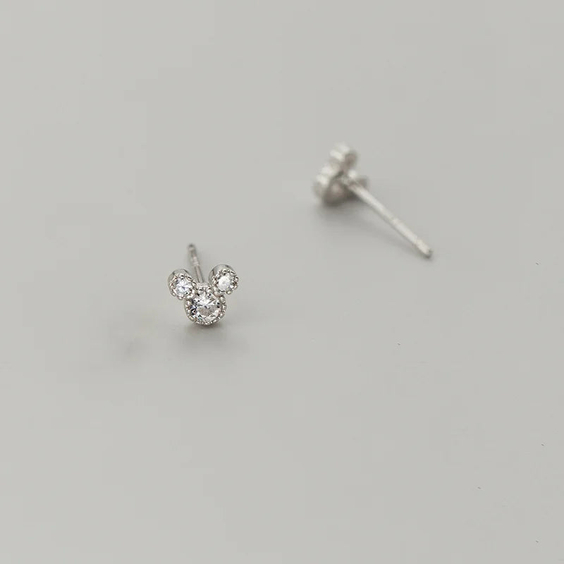 925 Sterling Silver Fashion Cute Cartoon Mouse Screw Bead Stud Earrings for Women Simple Chic Girl Party Jewelry Gifts