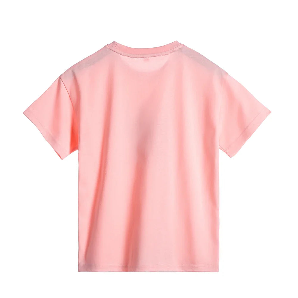 Children's Short-Sleeved Love Print Embroidery Pattern Cotton Loose Summer New Outdoor Casual Boys Girls Tops Comfortable