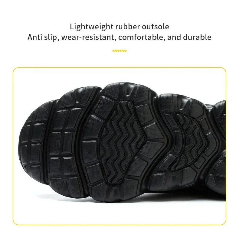 Rotating Button Tactical Boots Men Reflective Steel Toe Shoes Indestructible Work Sneakers Protective Safety Boots Size 47 48