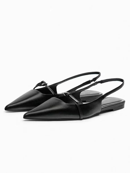 Summer New Women's Flat Bottom Slingback Sandals Woman Leopard Pointed End Mules 2025 Fashion Leather Pu Low-heel Beach Shoes