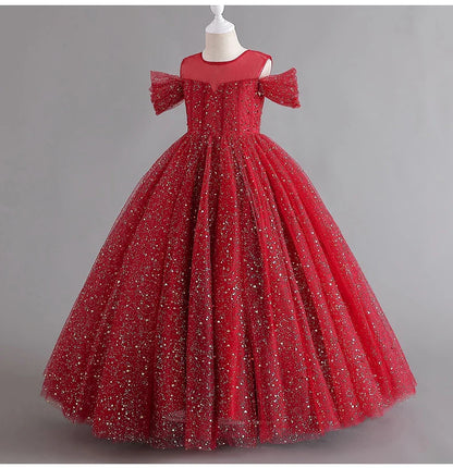 1308 Baby Dresses For Eid 2023 Girls' Sleeveless Mesh Puffy Princess Length Rainbow Skirt Dinner Piano Performance