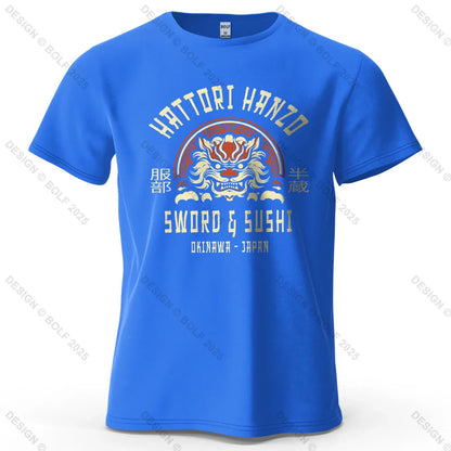 Samurai Warrior Printed Men's T-Shirt 100% Cotton Oversized Cultural Art Graphic Tees for Women Tops Tees Casual Streetwear