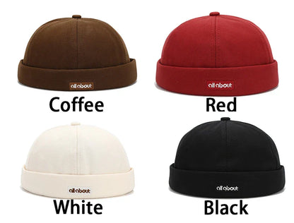 Letter Embroidery Docker Cap Without Visor Brimless Caps Solid Colors Retro Beanie Hat Adjustable Hip Hop Fashion Street