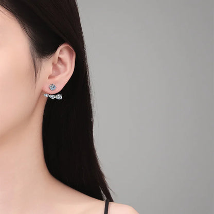 2 in 1 0.5CT Round Brilliant Cut D Color Moissanite Stud Earrings for Women S925 Silver GRA Certified Pierced Earring Gift
