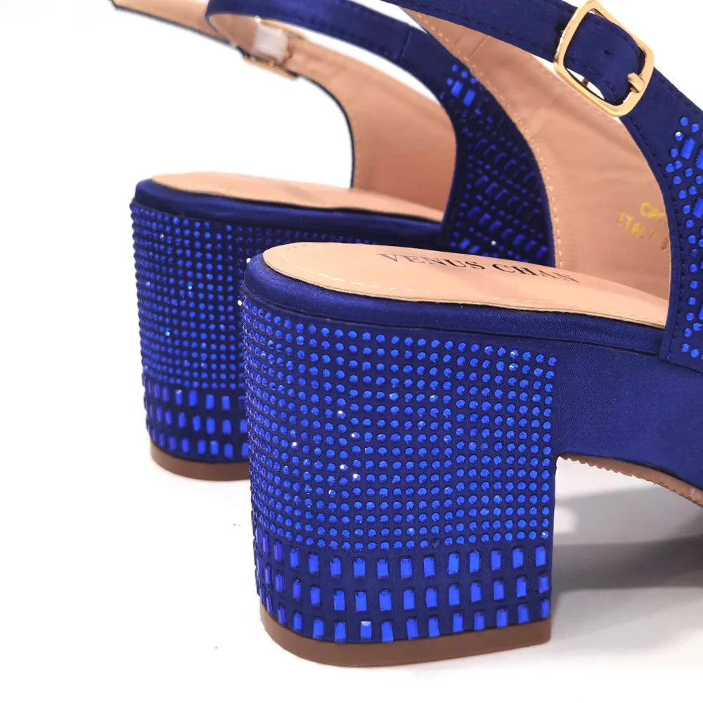 Wedding Shoes for Women Bride Platform Heels Italian Full Drill Design Elegant Shoes and Bags Matching Set