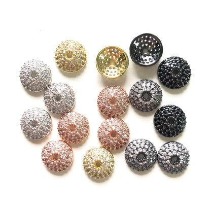 20pcs 8/10/11mm Cubic Zirconia Pave Beads Caps Spacers for Bracelet Necklace Earring Making  Gold-Plate Jewelry Accessory Supply