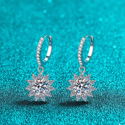 1ct Moissanite Earring 925 Sterling Silver with White Gold Plated Hoop Drop Earring for Women Wedding Engagement Jewelry