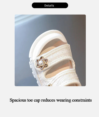 2025 Summer New Children Sandals Girls Elegant Princess Style Sandals Baby Anti-kick Foot Protection Sandals