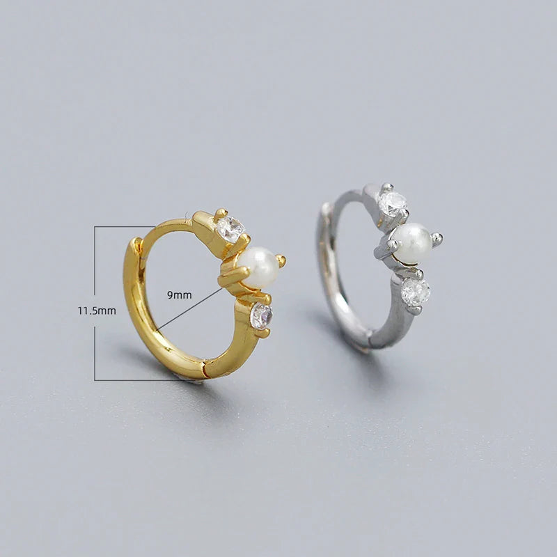 925 Sterling Silver Simple Fashion Synthetic Pearl Ear Buckle Bohemian Hoop Earrings for Women Luxury Fine Jewelry Gift