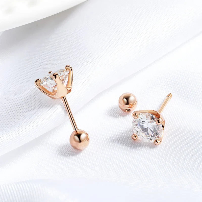 0.5CT 1CT 2CT Certified Moissanite Stud Earrings for Women Sparkling D Color Lab Diamond 100% 925 Sterling Silver Jewelry