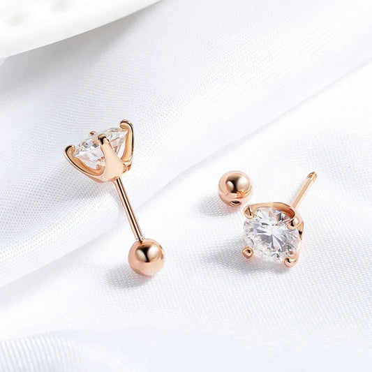 0.5CT 1CT 2CT Certified Moissanite Stud Earrings for Women Sparkling D Color Lab Diamond 100% 925 Sterling Silver Jewelry