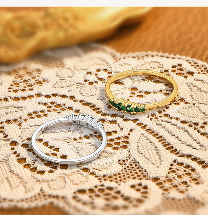 S925 Silver Ruby Women Ring Sapphire Men's Ring Minimalist Graduated Emerald Stackable Band May Birthstone Jewelry Gift