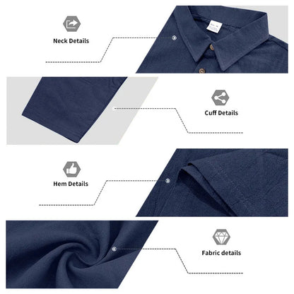 Linen shirt stand-up collar button-down men's loose casual breathable V-neck long-sleeved polo shirt