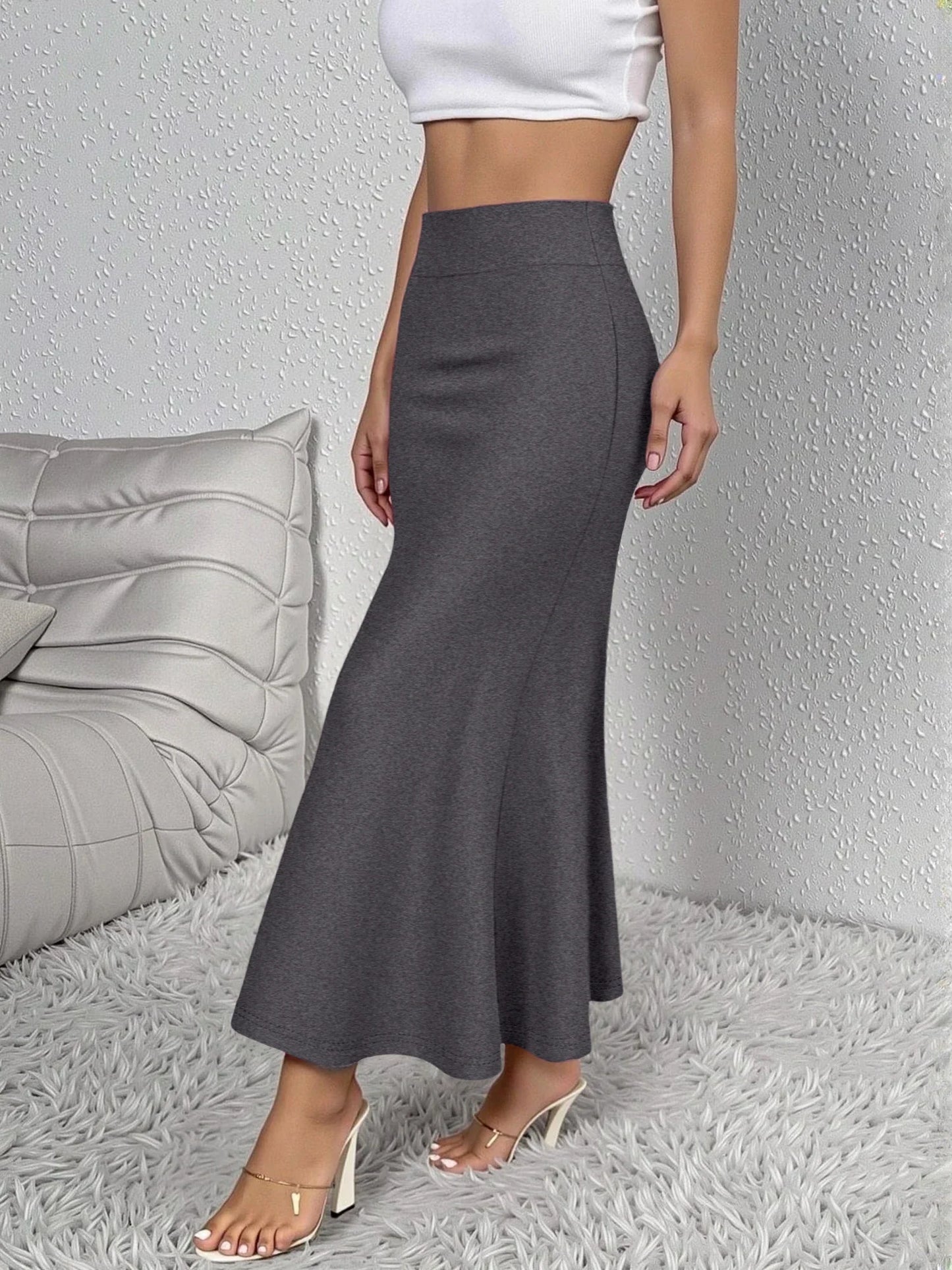 Women Midi Skirt High Waist A line Flowy Hem Breathable Material Perfect for Fashion Shoots Casual Streetwear Daily Errands