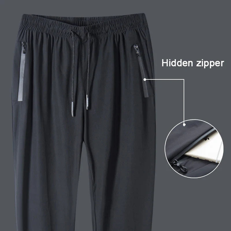 2026 Men's Running Pants Quick-Dry Thin Casual Trousers Sport Pants with Zipper Pockets Sportswear quick-dry Jogging Sportpants