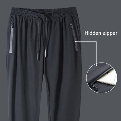 2026 Men's Running Pants Quick-Dry Thin Casual Trousers Sport Pants with Zipper Pockets Sportswear quick-dry Jogging Sportpants