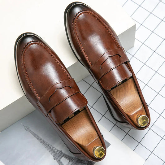 Fashion Formal Leather Shoes For Men Party Social Casual Office Leather Shoes Man Leather Loafers Men's Dress Shoes Large Size