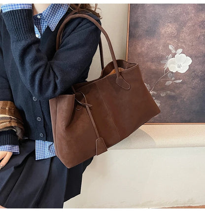 Faux Suede Solid Color High Quality Fashionable Versatile Handbag 2025 Women's Product Hot Selling  Large Capacity Shoulder Bag