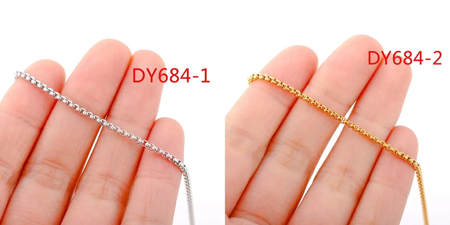 5Pcs/Lot Stainless Steel Bead Rope Link/Cuban/Paperclip Links Snake Chain Necklace Diy Women Jewelry 18K Gold Color Neck Chains