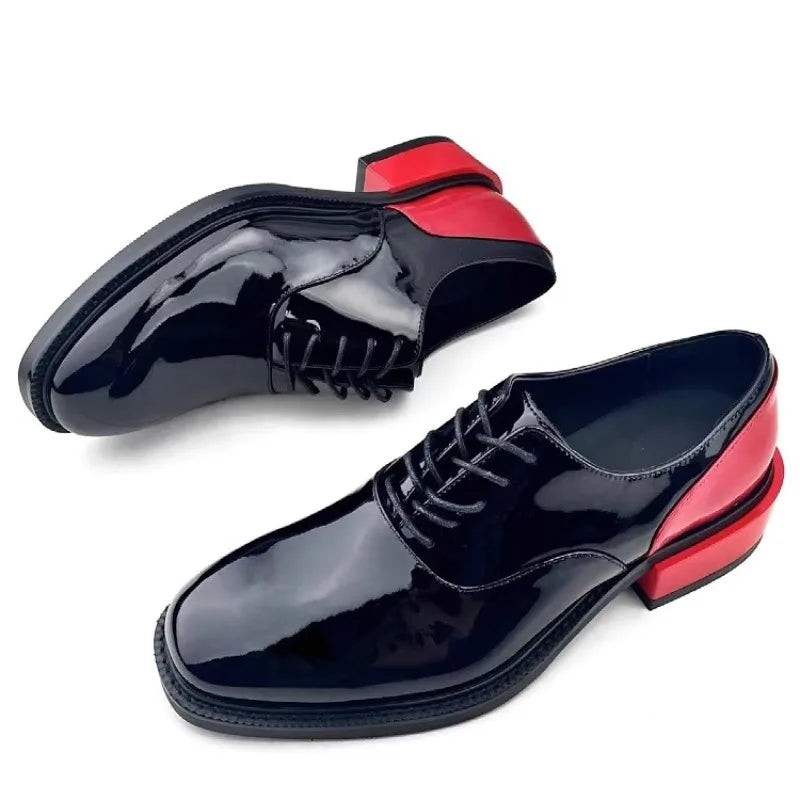 New Design Men Derby Shoes Genuine Leather Lace-up Casual Business Formal Shoes Cowhide Patchwork Fashion Party Wedding Shoes