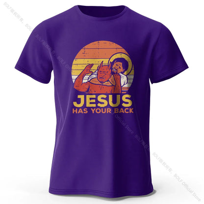 Funny Jesus Printed 100% Cotton T-Shirt, Soft & Breathable Round Neck Short Sleeve Tee, Unisex Quirky & Humorous Style