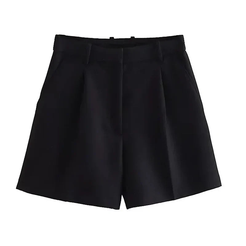 Female Shorts Black Pink Shorts Woman Summer 2024 Pleated Baggy White Shorts For Women Casual High Waist Short Pants