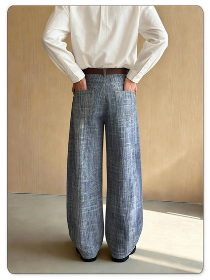 Fashionable Baggy Wide Leg Men's Women's Jacquard Jeans Japanese Korean Street Style Ultra Baggy Spring Summer Denim Pants