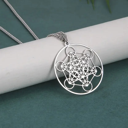 Archangel Metatron Pendant Necklace Stainless Steel Sacred Geometry Hexagram Jewelry Accessories