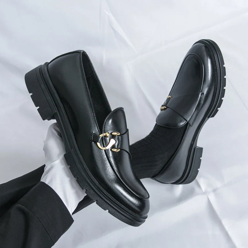 Men's Leather Loafers Slip On Office Casual Business Leather Shoes For Men Wedding Oxford Shoes Male Party Formal Derby Shoe Man