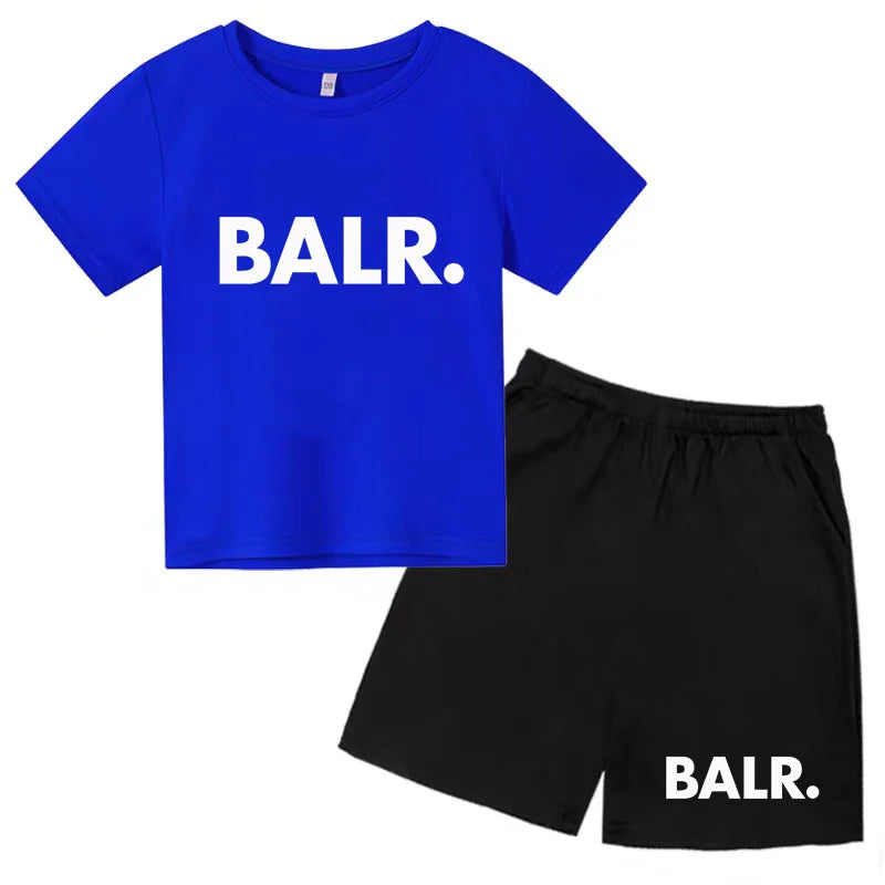Kids T-shirt Summer Sunshine Brand Monogram Print Short Sleeve+Shorts 2P Boys Girls Toddler 3-12years Leisure Sports Jogging Set