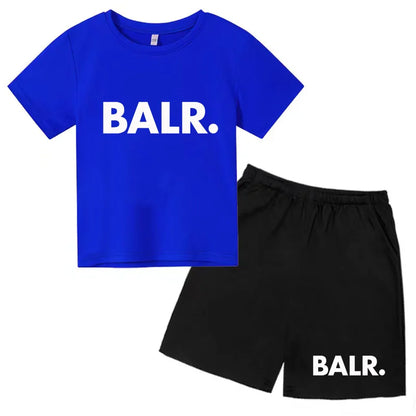 Kids T-shirt Summer Sunshine Brand Monogram Print Short Sleeve+Shorts 2P Boys Girls Toddler 3-12years Leisure Sports Jogging Set