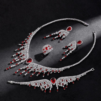 2024 New 4-piece Bridal Wedding Jewelry Set, Cubic Zirconia, Luxury Women's Jewelry, Women's Wedding Party Accessories