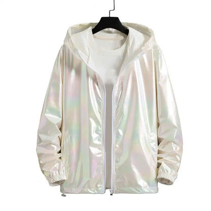 Sunscreen Jacket Spring Autumn Colorful Bright Face Sunscreen Clothes Thin Trendy Hooded Windbreaker Coat Jacket Street Clothing