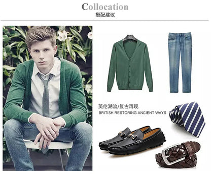 2025 New Handmade Soft Soled Beanie Shoes Men's Korean Style Casual Leather Shoes Social Spirit Boy Brand Lazy Shoes Loafers