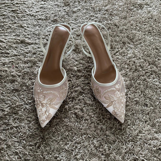 Thin High Heels Sandals Women 2025 Summer Sexy Slingback Pointed Toe Pumps Dress Shoes Woman Sandalias De Mujer