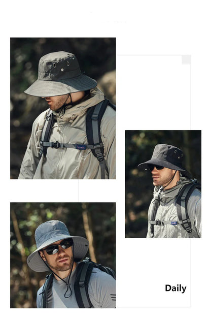 Men's Sunshade Large Eaves Sun Hat Riding Hiking Fishing Outdoor fisherman's Cap