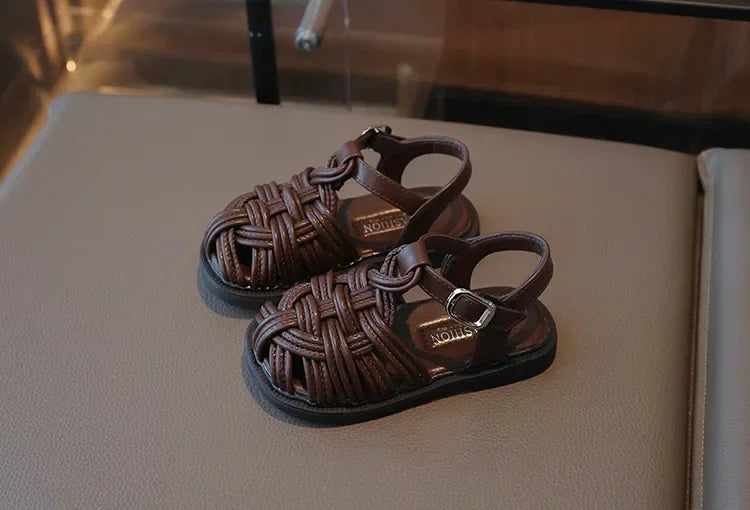 New Sandals Summer Children's Woven Casual Baby Shoes Girls Beach Shoes Slipper Baby Girl Shoes Size 22-31