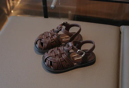 New Sandals Summer Children's Woven Casual Baby Shoes Girls Beach Shoes Slipper Baby Girl Shoes Size 22-31