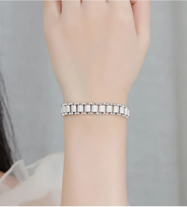 2024 Original Full 1mm D Color Moissanite Diamond Cuban Link Bracelet For Men Women Unisex 925 Silver 10mm Wrist Bracelets