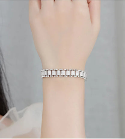 2024 Original Full 1mm D Color Moissanite Diamond Cuban Link Bracelet For Men Women Unisex 925 Silver 10mm Wrist Bracelets