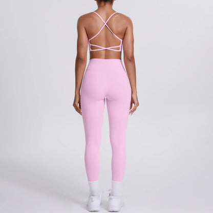 Yoga Suit Sports Set Gym Seamless High Impact Sports Bra Women's High Waist and Hips Tight Peach Buttocks Pants Womens Sportswea