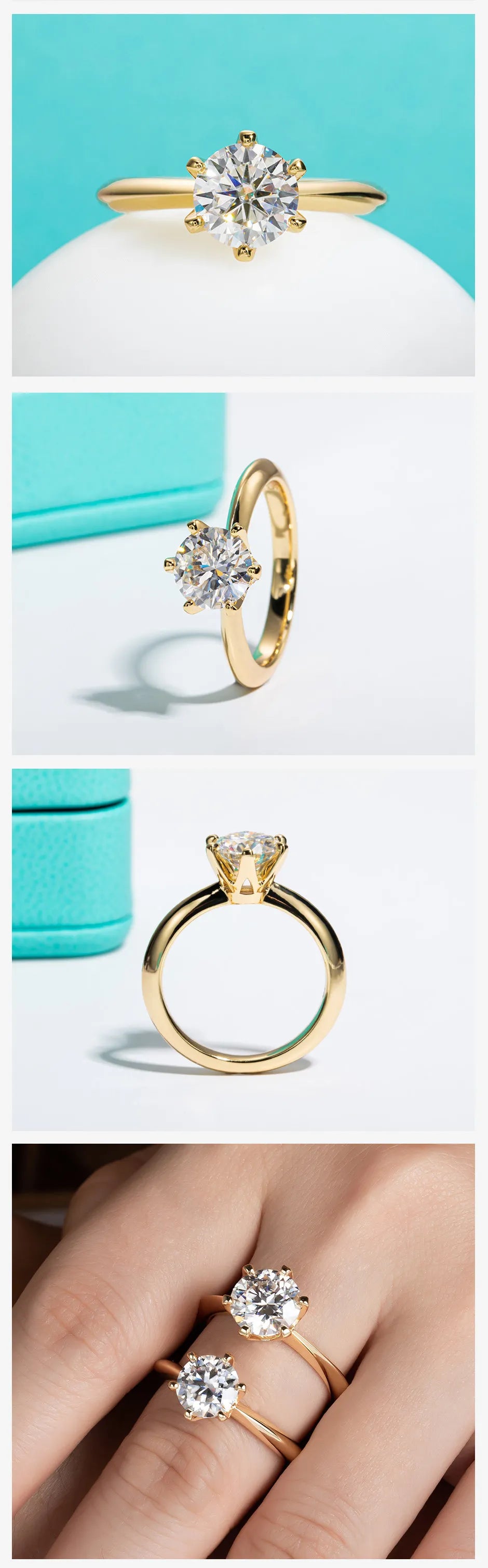Gold Plated 2ct 3ct D Color Moissanite Engagement Solitaire Rings For Women With Cer Customs Jewelry Wholesale