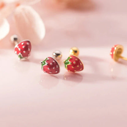 Real 925 Sterling Silver Mushroom Piercing Screw Ball Stud Earrings for Women Minimalist Fine Jewelry Plant Accessories